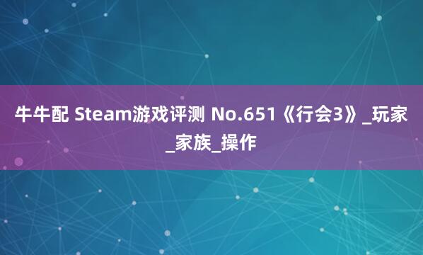 牛牛配 Steam游戏评测 No.651《行会3》_玩家_家族_操作